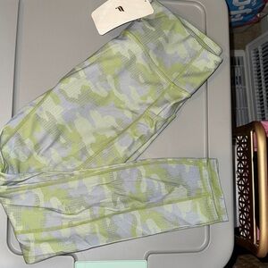 Fabletics High-Waisted Motion365 Leggings in Green and Gray